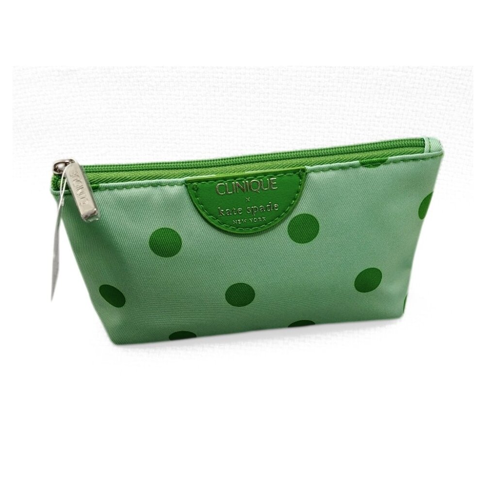 CLINIQUE Kate Spade Limited Edition Green Polka Dot Makeup Bag - Picture 3 of 8